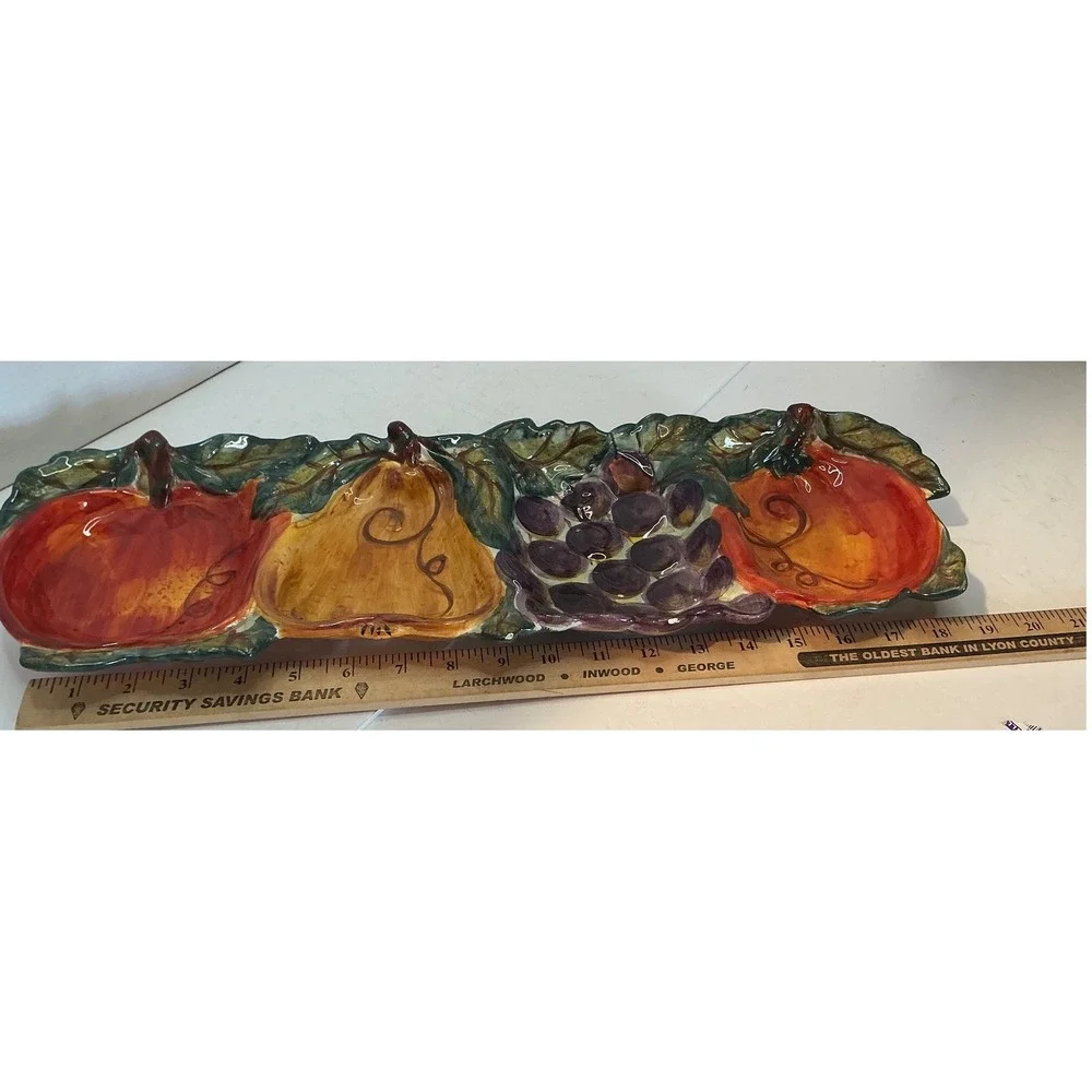 Tabletops Unlimited Ceramica Classica Venetian Fruit Serving Tray Hand Painted